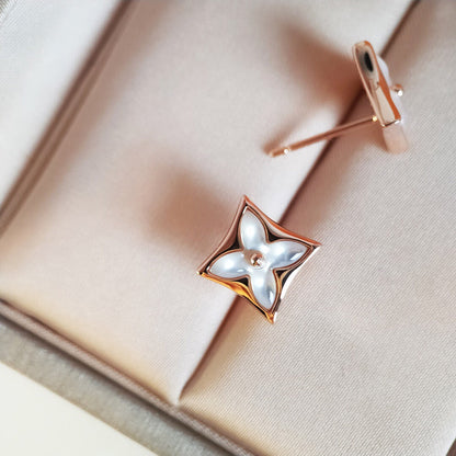 [Love's Uplift]STAR MOP PINK GOLD EARRINGS