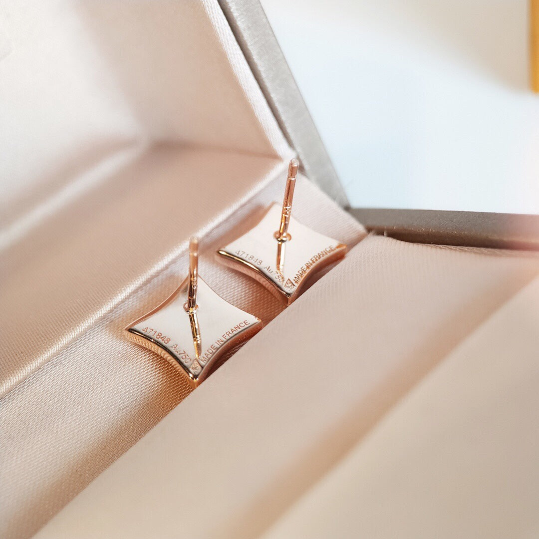 [Love's Uplift]STAR MOP PINK GOLD EARRINGS