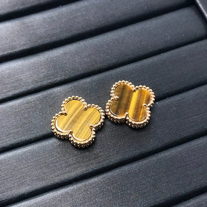 [Love's Uplift]CLOVER MEDIUM 1 MOTIFS TIGER EYE EARRINGS