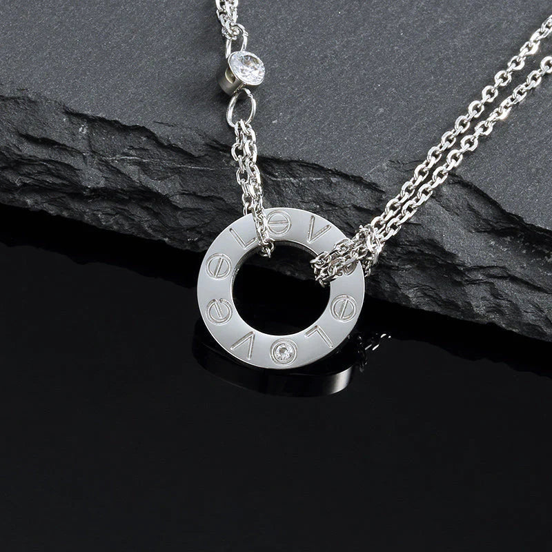 [Love's Uplift]LOVE NECKLACE 16MM 2 DIAMONDS