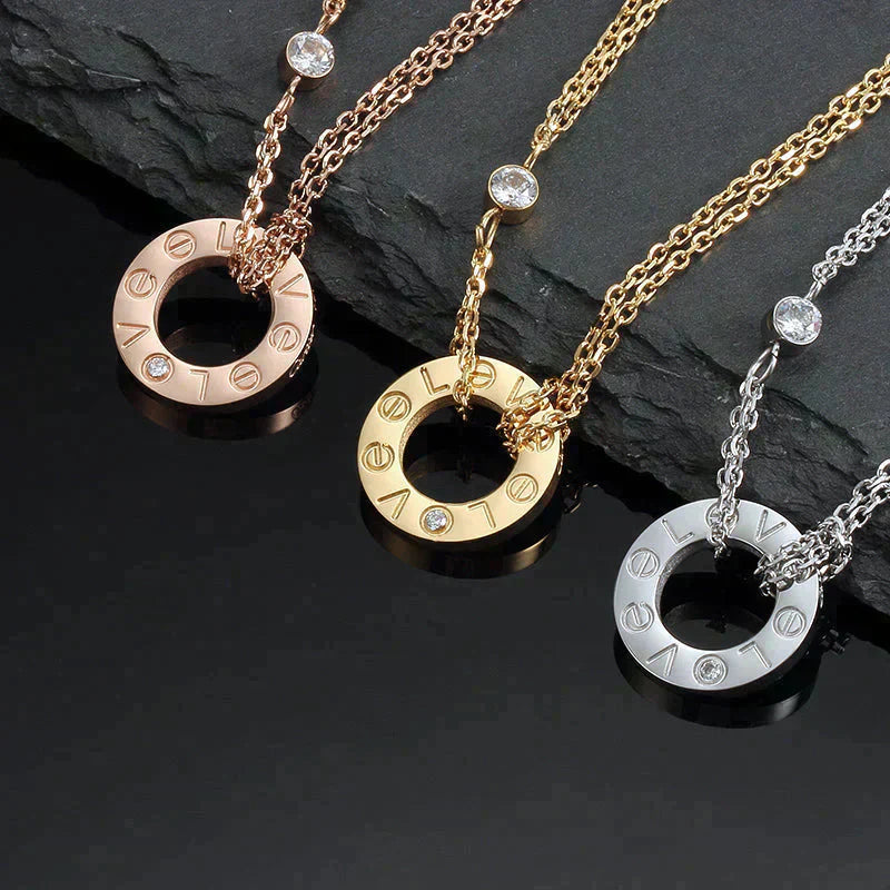 [Love's Uplift]LOVE NECKLACE 16MM 2 DIAMONDS