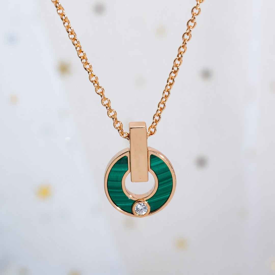 [Love's Uplift]GARI NECKLACE PINK GOLD MALACHITE