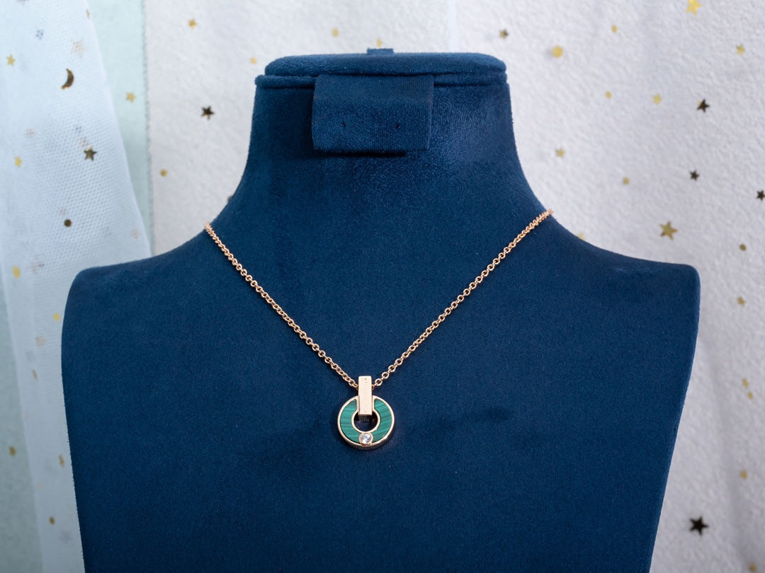 [Love's Uplift]GARI NECKLACE PINK GOLD MALACHITE