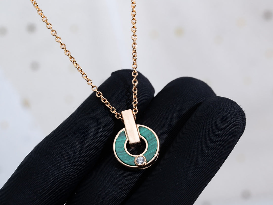 [Love's Uplift]GARI NECKLACE PINK GOLD MALACHITE