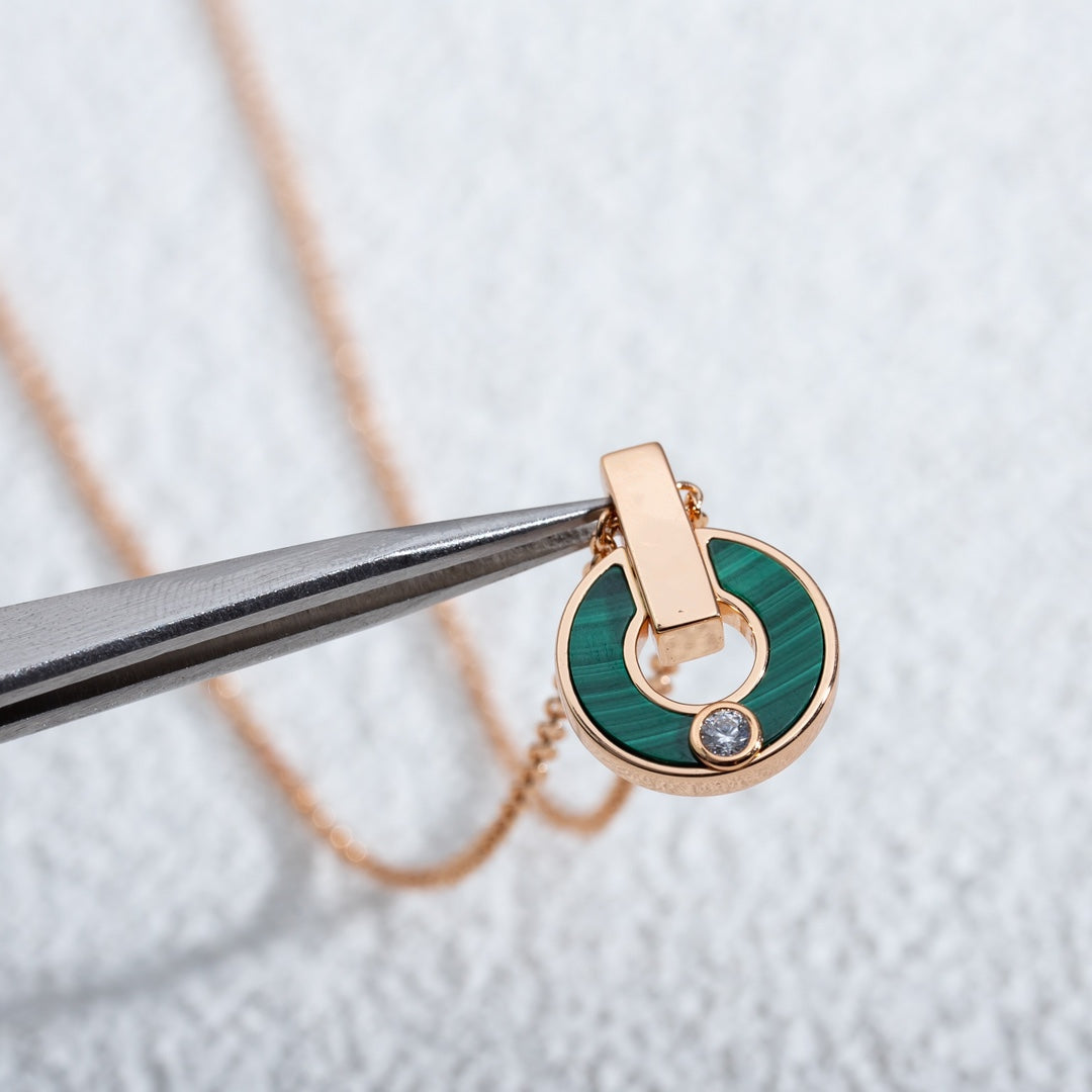 [Love's Uplift]GARI NECKLACE PINK GOLD MALACHITE