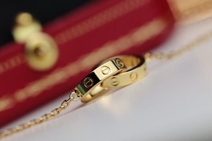 [Love's Uplift]LOVE NECKLACE DOUBLE RING GOLD