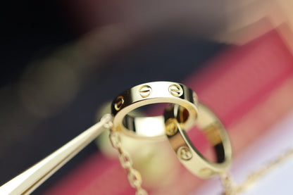 [Love's Uplift]LOVE NECKLACE DOUBLE RING GOLD