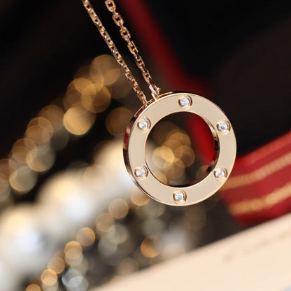 [Love's Uplift]LOVE NECKLACE 16MM 6 DIAMONDS PINK GOLD