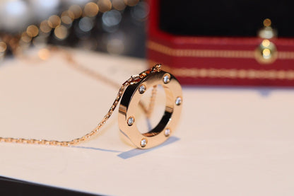 [Love's Uplift]LOVE NECKLACE 16MM 6 DIAMONDS PINK GOLD
