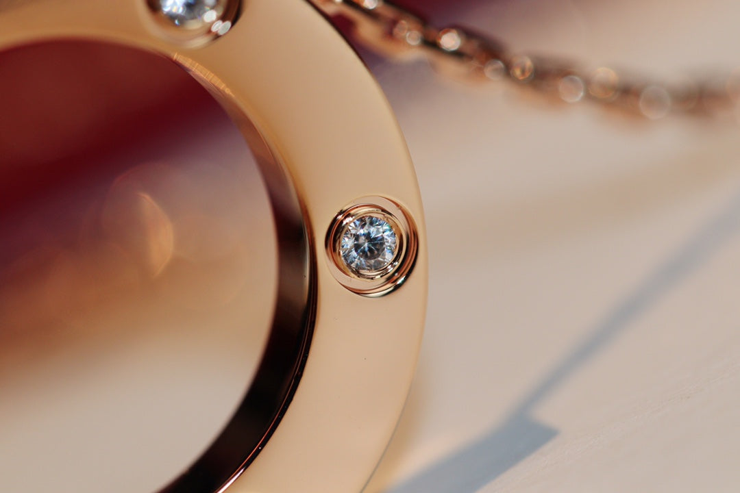 [Love's Uplift]LOVE NECKLACE 16MM 6 DIAMONDS PINK GOLD