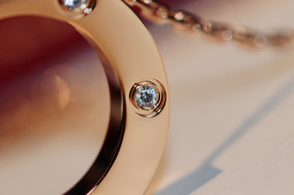 [Love's Uplift]LOVE NECKLACE 16MM 6 DIAMONDS PINK GOLD