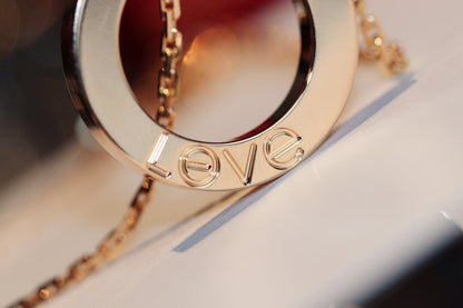 [Love's Uplift]LOVE NECKLACE 16MM 6 DIAMONDS PINK GOLD