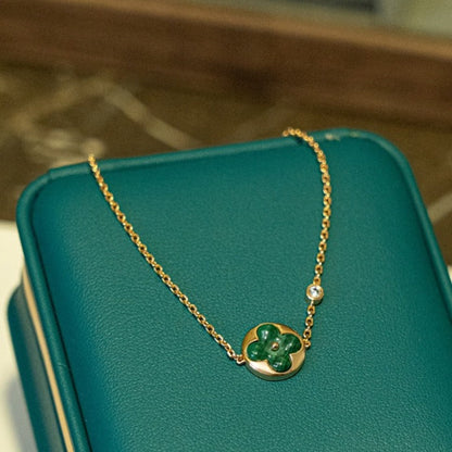 [Love's Uplift]SUN MALACHITE 1 DIAMOND PINK GOLD BRACELET
