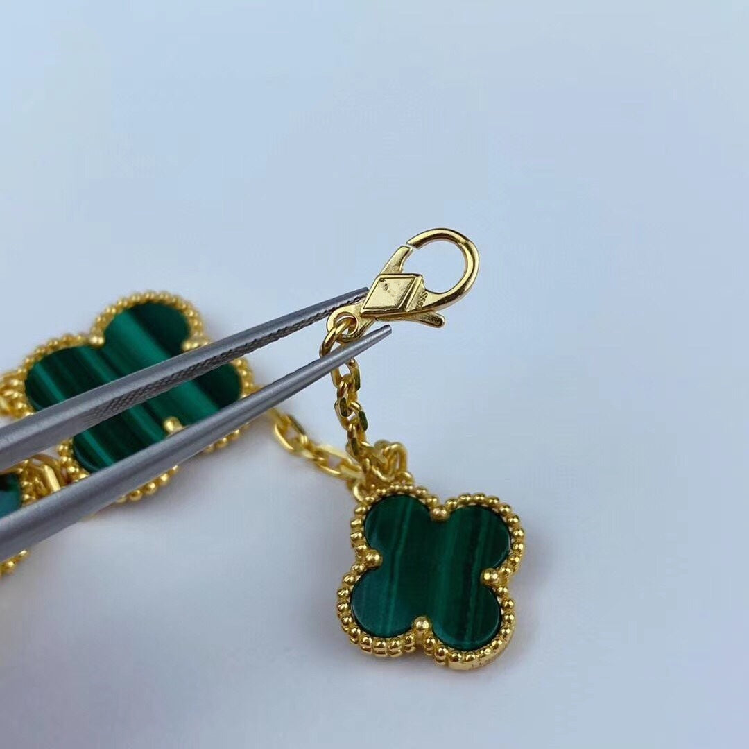 [Love's Uplift]MAGIC CLOVER MALACHITE GOLD BRACELET 5 MOTIFS