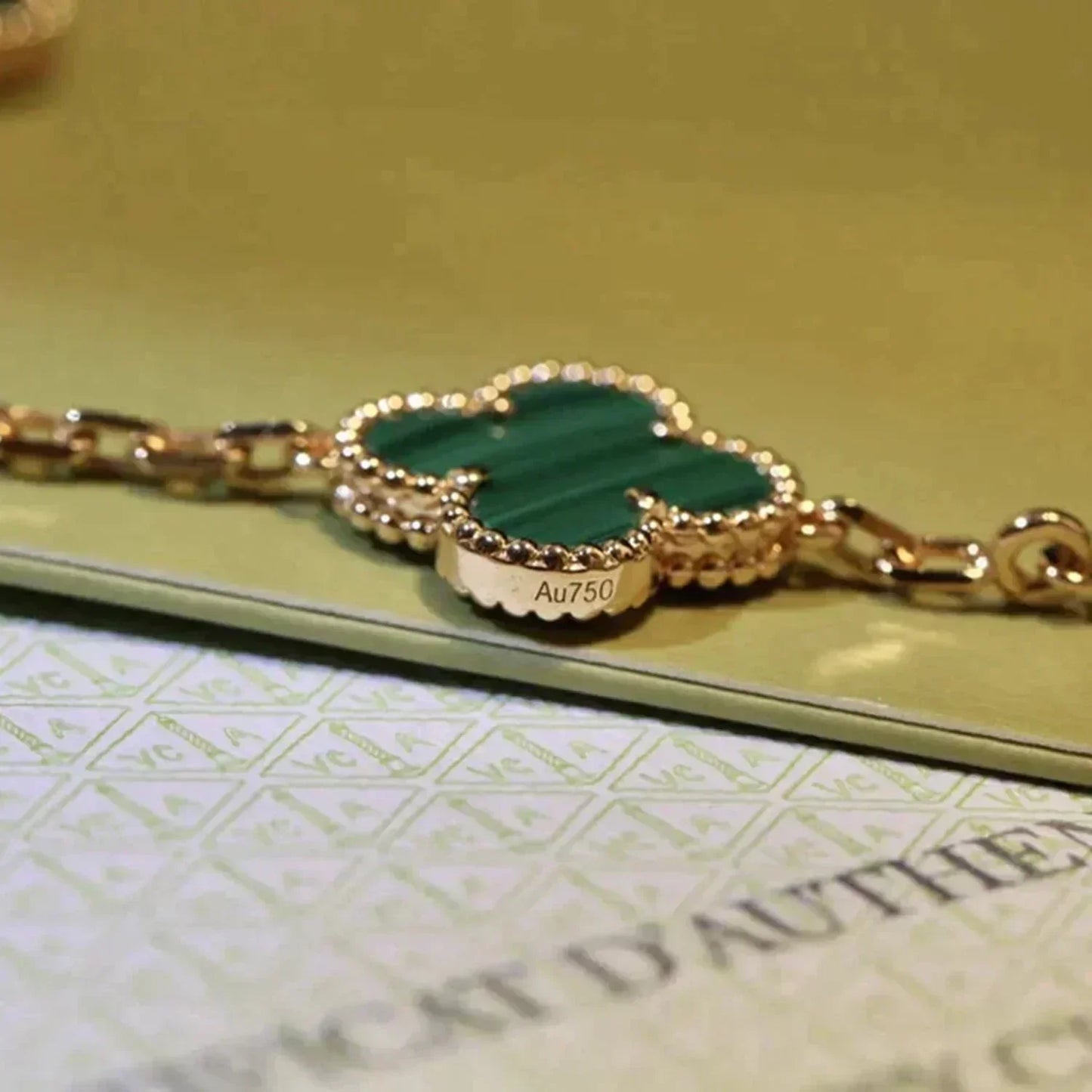 [Love's Uplift]CLOVER 5 MOTIFS MALACHITE BRACELET