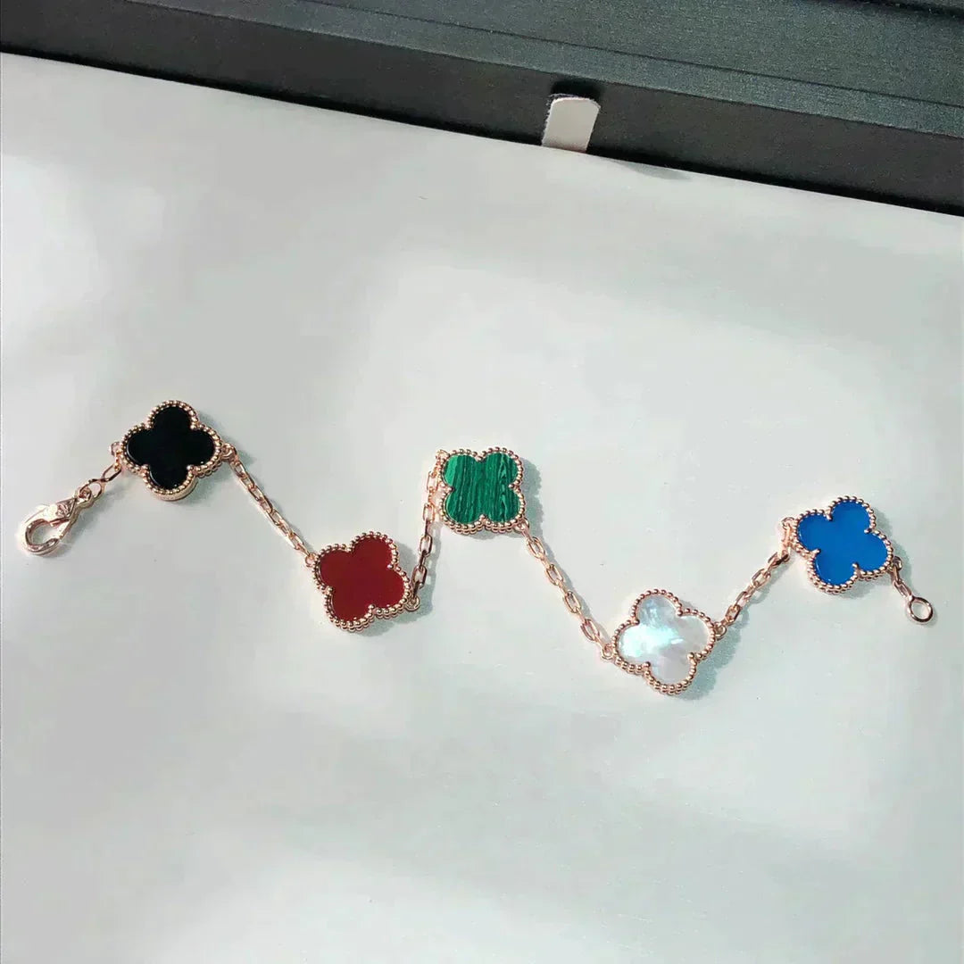 [Love's Uplift]CLOVER 5 MOTIFS MULTICOLOR BRACELET