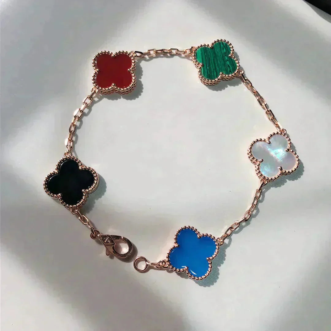 [Love's Uplift]CLOVER 5 MOTIFS MULTICOLOR BRACELET