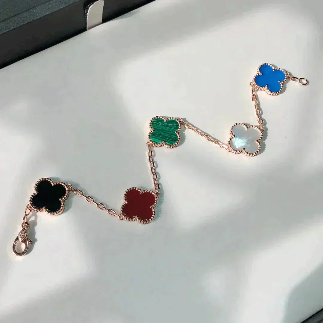[Love's Uplift]CLOVER 5 MOTIFS MULTICOLOR BRACELET
