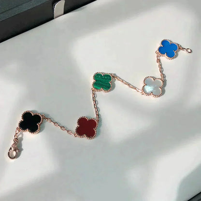 [Love's Uplift]CLOVER 5 MOTIFS MULTICOLOR BRACELET