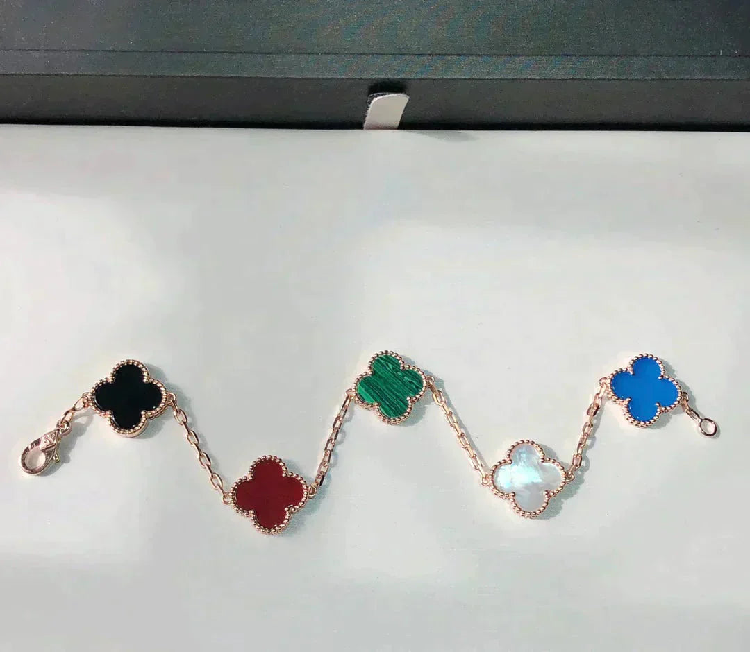 [Love's Uplift]CLOVER 5 MOTIFS MULTICOLOR BRACELET
