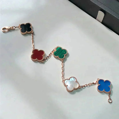[Love's Uplift]CLOVER 5 MOTIFS MULTICOLOR BRACELET