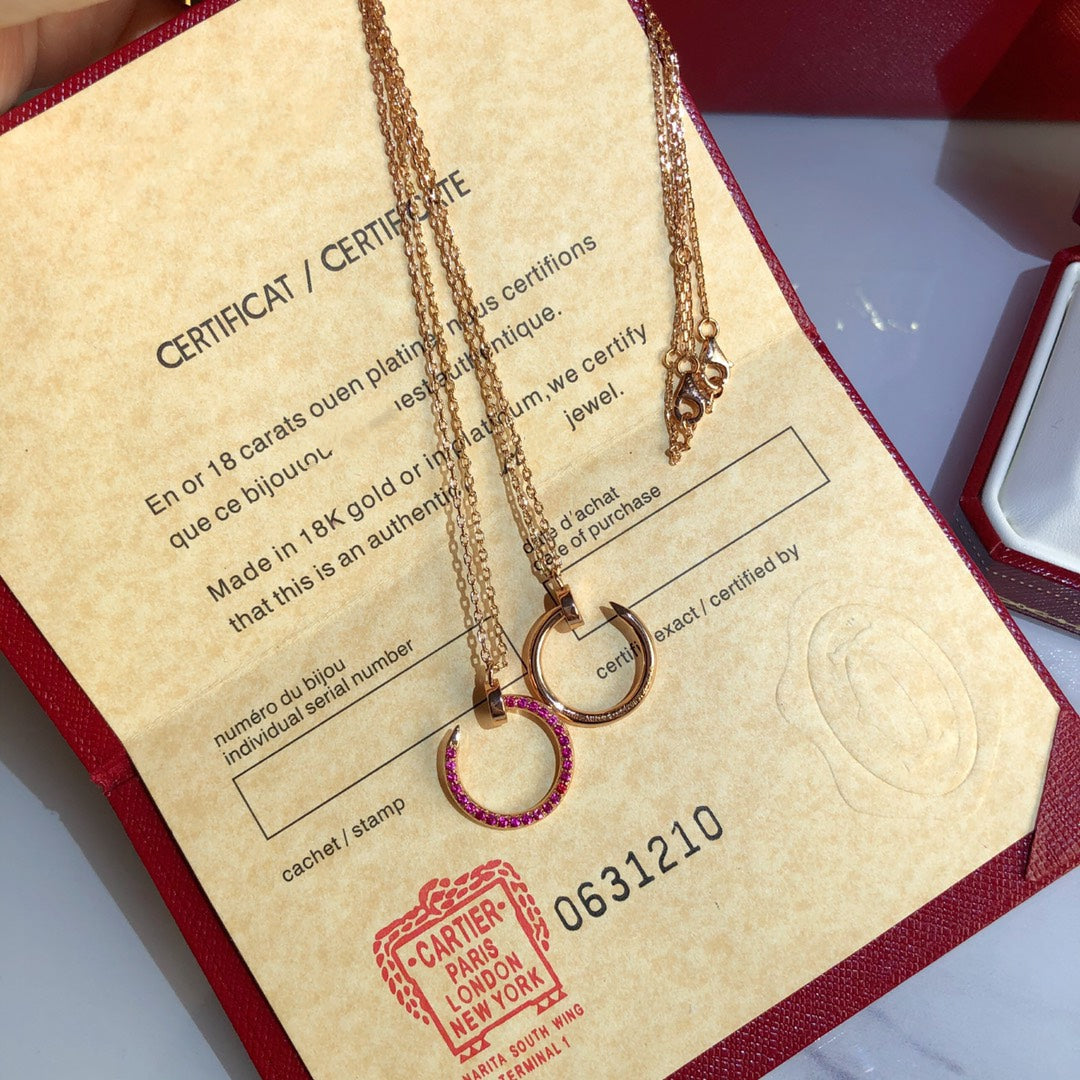 [Love's Uplift]JUSTE NECKLACE GOLD RED DIAMONDS