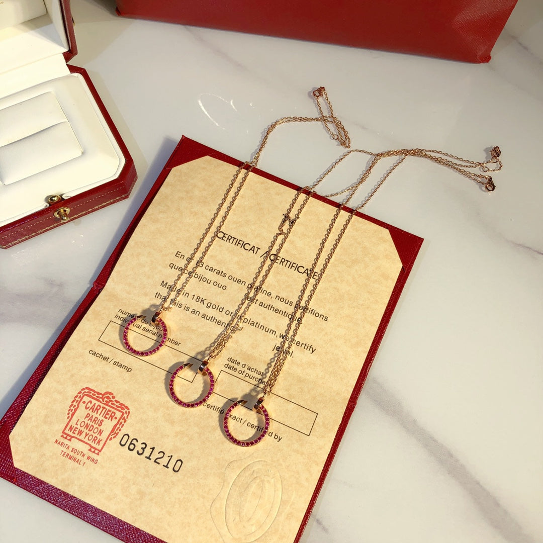 [Love's Uplift]JUSTE NECKLACE GOLD RED DIAMONDS