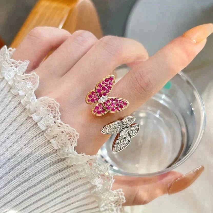 [Love's Uplift]TWIN BUTTERFLY DIAMOND RING