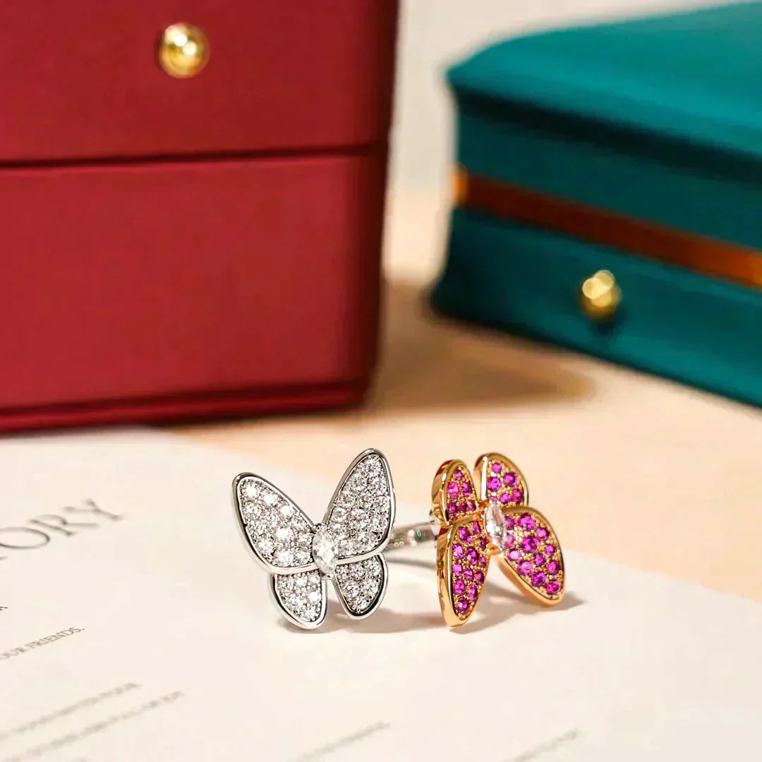 [Love's Uplift]TWIN BUTTERFLY DIAMOND RING