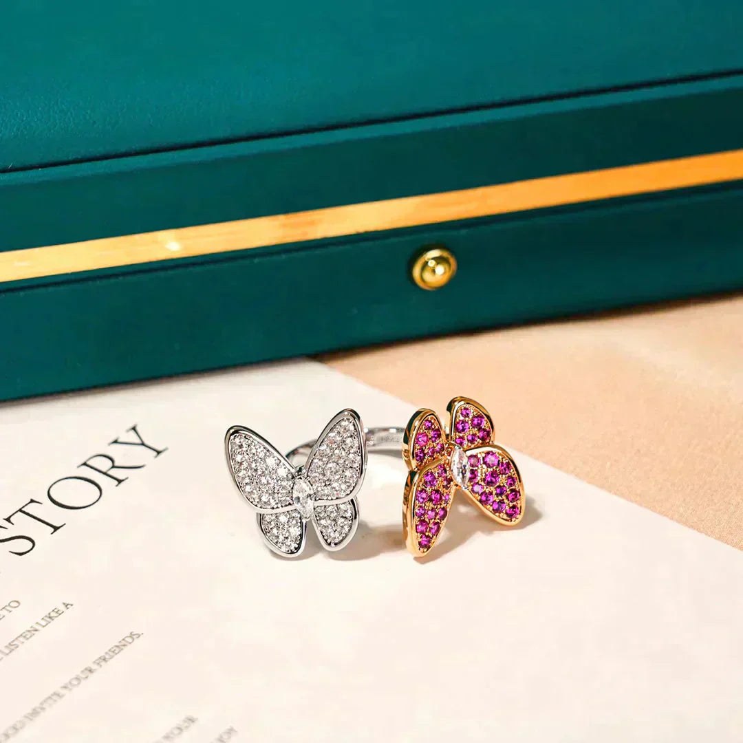 [Love's Uplift]TWIN BUTTERFLY DIAMOND RING