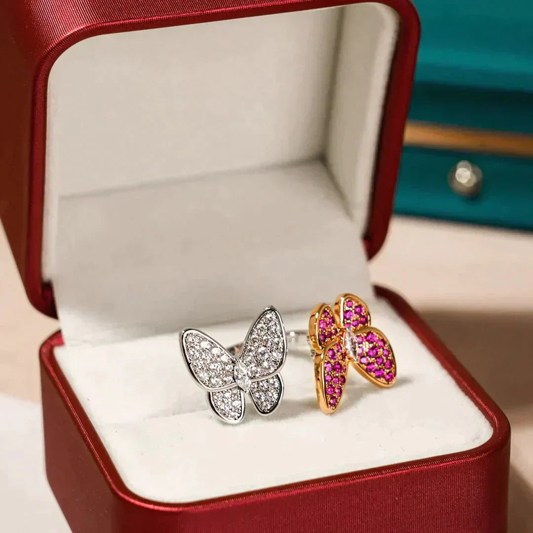 [Love's Uplift]TWIN BUTTERFLY DIAMOND RING