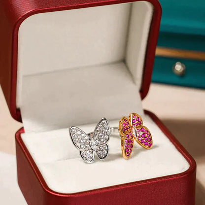 [Love's Uplift]TWIN BUTTERFLY DIAMOND RING