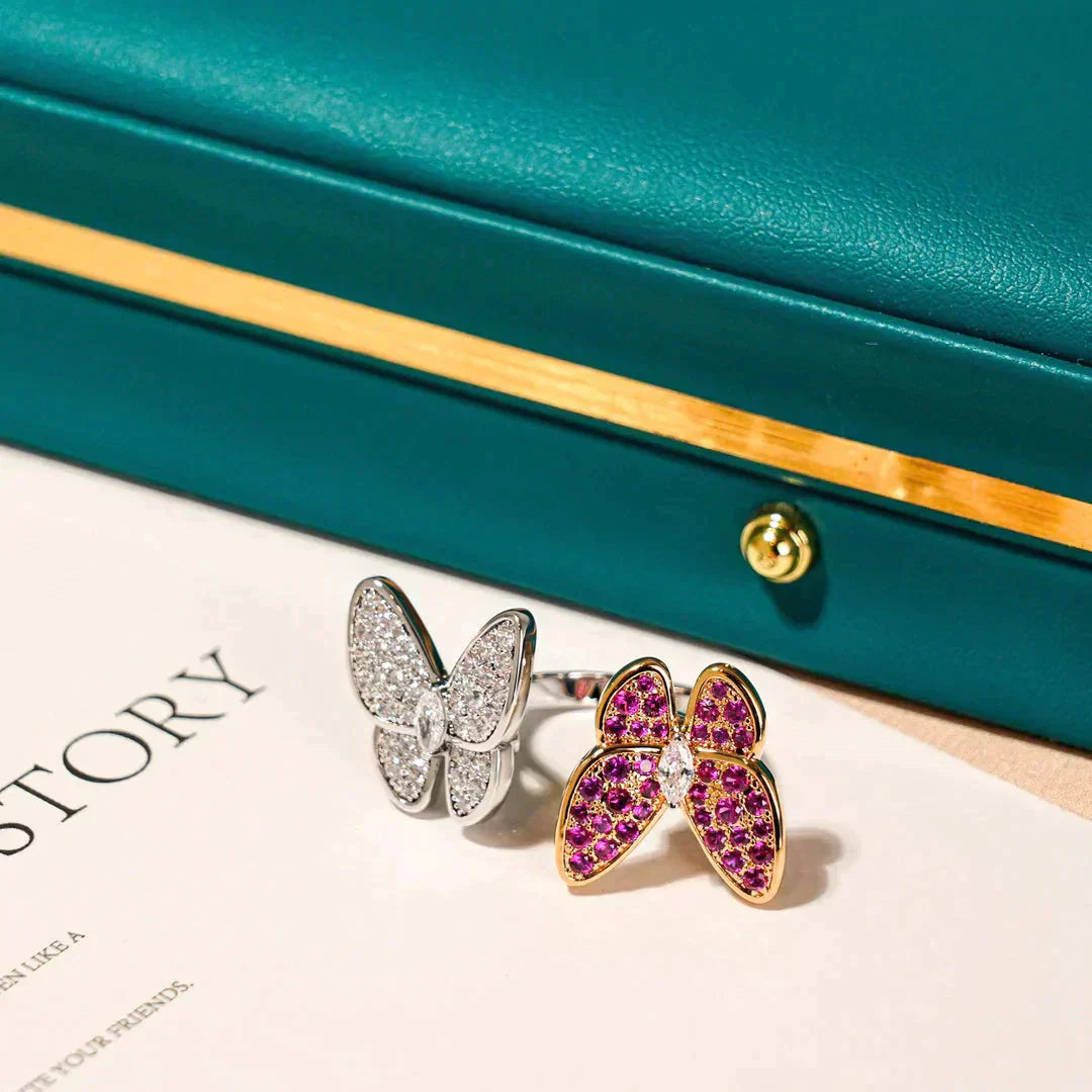 [Love's Uplift]TWIN BUTTERFLY DIAMOND RING