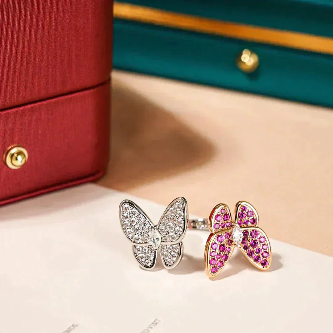 [Love's Uplift]TWIN BUTTERFLY DIAMOND RING