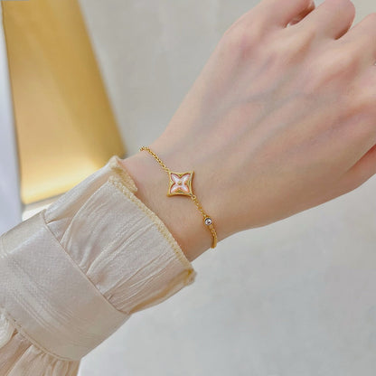 [Love's Uplift]STAR 1 DIAMOND PINK GOLD BRACELET