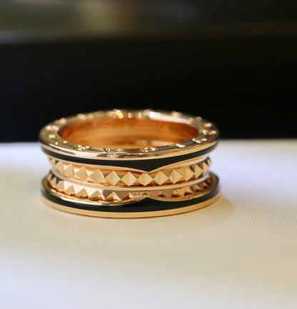 [Love's Uplift]ZERO 1 PINK GOLD BLACK CERAMIC RING