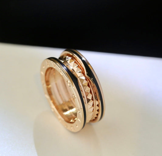 [Love's Uplift]ZERO 1 PINK GOLD BLACK CERAMIC RING