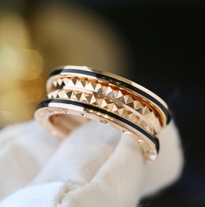 [Love's Uplift]ZERO 1 PINK GOLD BLACK CERAMIC RING