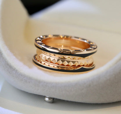 [Love's Uplift]ZERO 1 PINK GOLD BLACK CERAMIC RING