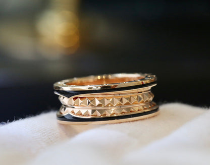 [Love's Uplift]ZERO 1 PINK GOLD BLACK CERAMIC RING