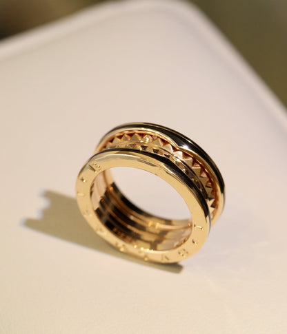 [Love's Uplift]ZERO 1 PINK GOLD BLACK CERAMIC RING