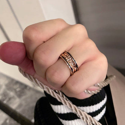 [Love's Uplift]ZERO 1 PINK GOLD BLACK CERAMIC RING