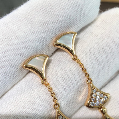 [Love's Uplift]DREAM EARRINGS 3 MOTIFS DIAMOND MOP PINK GOLD