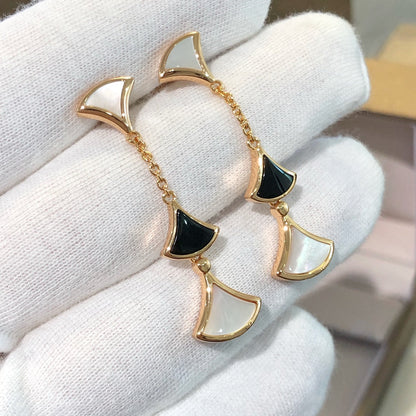 [Love's Uplift]DREAM EARRINGS 3 MOTIFS ONYX MOP PINK GOLD