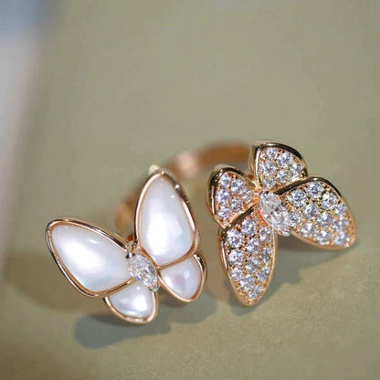 [Love's Uplift]TWIN BUTTERFLY DIAMOND MOP RING