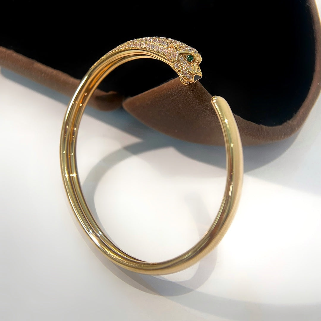 [Love's Uplift]PANTHERE GOLD DIAMOND OPEN BRACELET