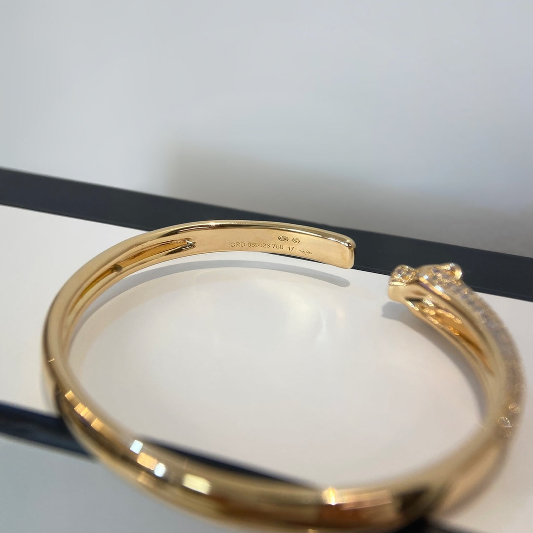 [Love's Uplift]PANTHERE GOLD DIAMOND OPEN BRACELET