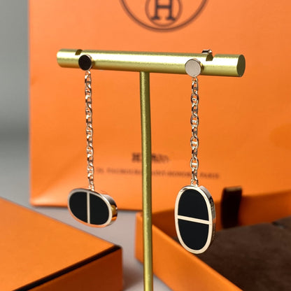 [Love's Uplift]CHAINE VERSO BLACK CERAMIC EARRINGS