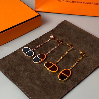 [Love's Uplift]CHAINE VERSO BLACK CERAMIC EARRINGS