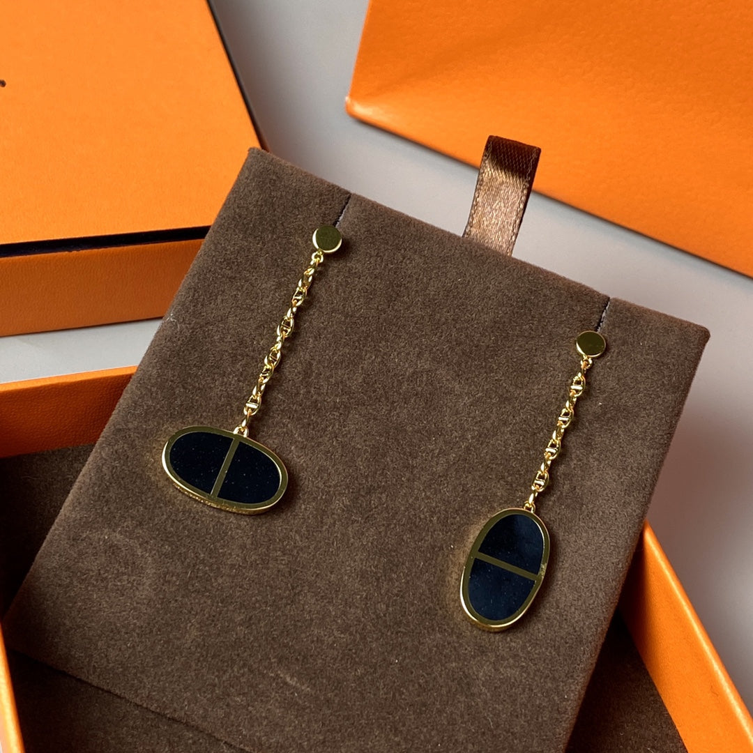 [Love's Uplift]CHAINE VERSO BLACK CERAMIC EARRINGS